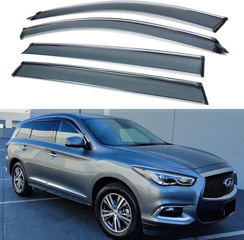 Premium chrome trim clip-on window fisor rain guard deflector wind diflector مع 2013-2021 infiniti qx60 jx35 in Saudi Arabia