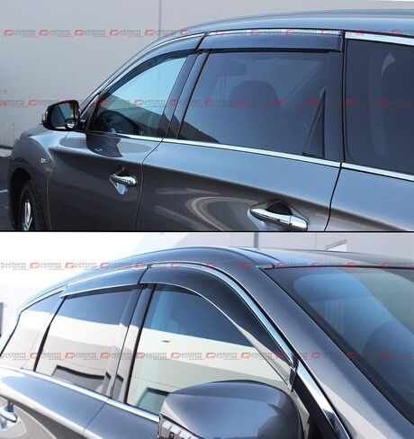 Premium chrome trim clip-on window fisor rain guard deflector wind diflector مع 2013-2021 infiniti qx60 jx35 in Saudi Arabia