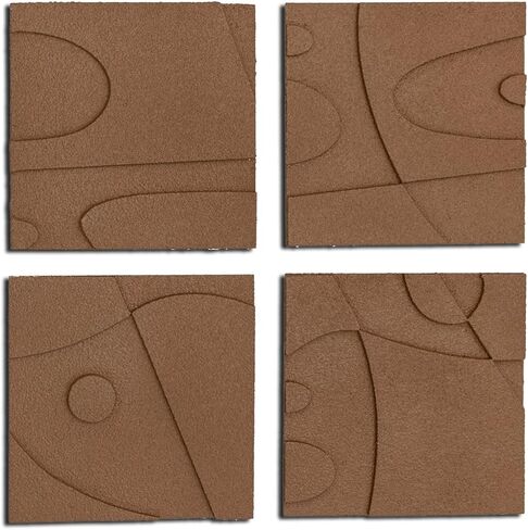 OIUYTOH Set of 4 Textured Plaster Wall Art 3D Relief Beige Wall Decoration Painting Handmade Geometric Abstract Shapes For Modern Home Living Room Bedroom Office Hotel 12 x 12 Inches x 4 Pieces in Kuwait