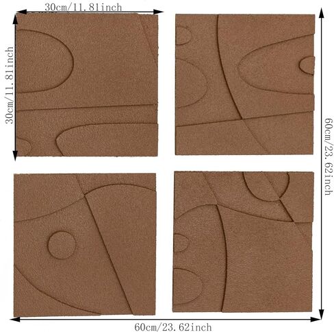 OIUYTOH Set of 4 Textured Plaster Wall Art 3D Relief Beige Wall Decoration Painting Handmade Geometric Abstract Shapes For Modern Home Living Room Bedroom Office Hotel 12 x 12 Inches x 4 Pieces in Kuwait