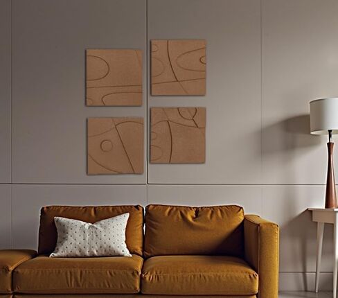 OIUYTOH Set of 4 Textured Plaster Wall Art 3D Relief Beige Wall Decoration Painting Handmade Geometric Abstract Shapes For Modern Home Living Room Bedroom Office Hotel 12 x 12 Inches x 4 Pieces in Kuwait