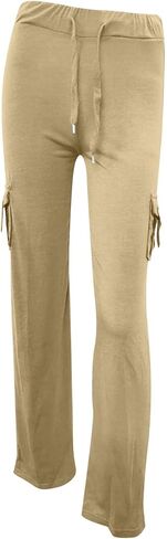 Cargo Pants Women High Waist Casual Plus Size Flare Leggings with Pockets Stretch Workout Wide Leg Yoga Pant Clothes in Saudi Arabia