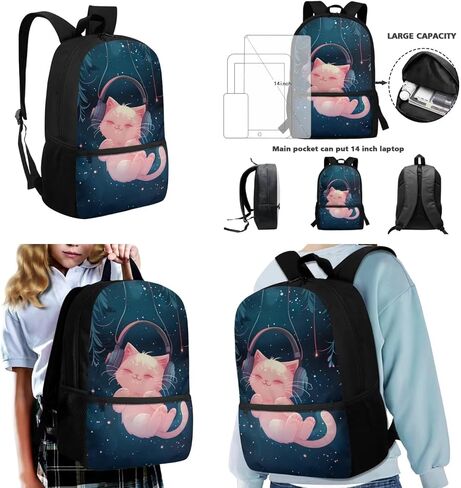 Frog Lunch Box and Backpack for Kids 17 Inch School Bag Animal Bookbag Preschool Girls Schoolbag and Pencil Case and Water Bottle Holder 4 in 1 Daypack for Travel School in Kuwait