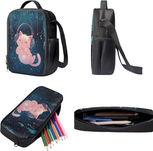 Frog Lunch Box and Backpack for Kids 17 Inch School Bag Animal Bookbag Preschool Girls Schoolbag and Pencil Case and Water Bottle Holder 4 in 1 Daypack for Travel School in Kuwait