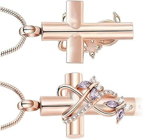 memorial jewelry Cremation Jewelry For Ashes Pendant Necklaces - Butterfly Cross Urn Necklace With Crystal Butterfly Minicremation in Kuwait