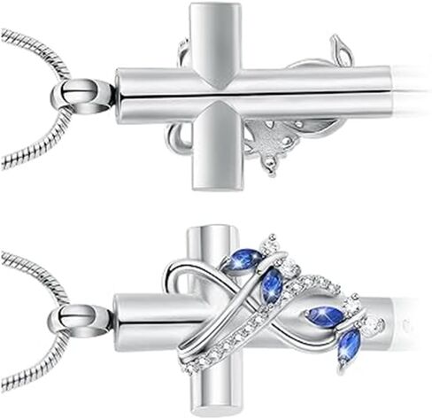 memorial jewelry Cremation Jewelry For Ashes Pendant Necklaces - Butterfly Cross Urn Necklace With Crystal Butterfly Minicremation in Kuwait