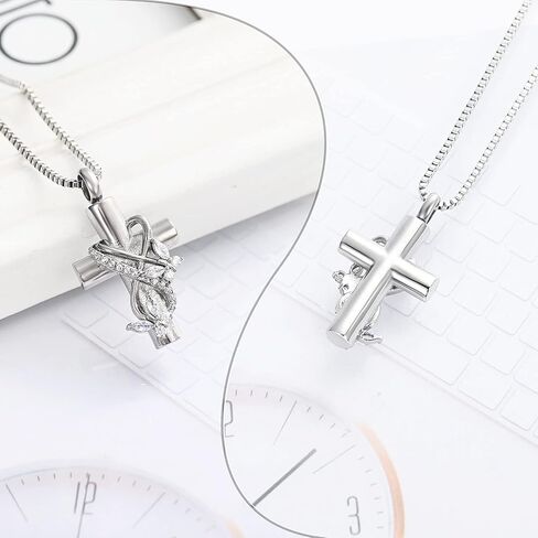 memorial jewelry Cremation Jewelry For Ashes Pendant Necklaces - Butterfly Cross Urn Necklace With Crystal Butterfly Minicremation in Kuwait