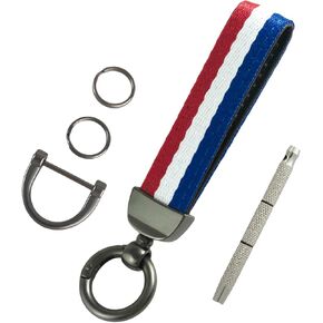 2 Layers Stripes Inner Leather Car Keychain Keys Organizer with Screwdriver & Keyrings,Anti-Lost D-Ring,Universal Key Fob Holder Multitool Key Chains for Men Women-Green Red+Gold in Saudi Arabia