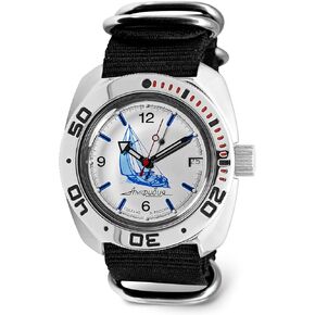 Vostok | Sea Captain Amphibian Automatic Self-Winding Russian Diver Wrist Watch | WR 200 m | Amphibia 710615 | Fashion | Business | Casual Men's Watches in Saudi Arabia