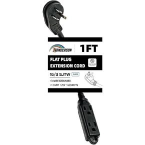 3 منافذ توصيل مسطحة داخلية وخارجية، موسع مخرج سلك، مدرج في قائمة UL، 16 مقياس 12 قدم أسود 3 شقوق سلك تمديد عالي التحمل منافذ متعددة، 16/3 SJTW 13A شريط طاقة مسطح in Kuwait