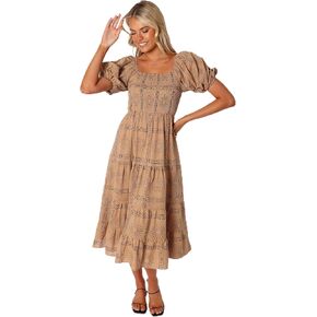 Petal & Pup Women's Soliel Puff Sleeve Midi Dress in Saudi Arabia
