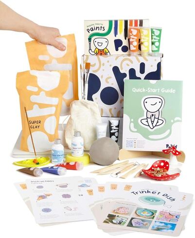 Pott'd Air Dry Clay for Adults. Beginners Home Pottery Kit for Adults. DIY Craft Kit for Adults. Kit Includes: Air-Dry Clay for Adults, Tools, Paints, Brushes, Sealant, How-to-Guides in Kuwait