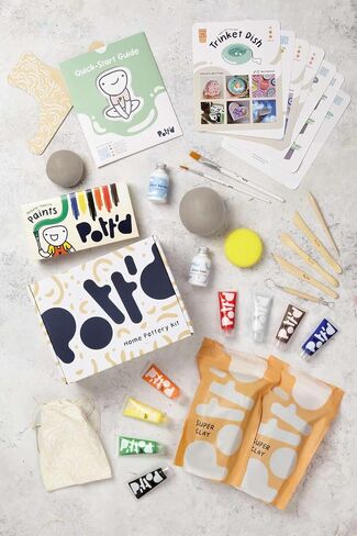Pott'd Air Dry Clay for Adults. Beginners Home Pottery Kit for Adults. DIY Craft Kit for Adults. Kit Includes: Air-Dry Clay for Adults, Tools, Paints, Brushes, Sealant, How-to-Guides in Kuwait