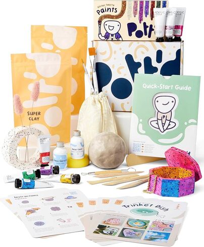 Pott'd Air Dry Clay for Adults. Beginners Home Pottery Kit for Adults. DIY Craft Kit for Adults. Kit Includes: Air-Dry Clay for Adults, Tools, Paints, Brushes, Sealant, How-to-Guides in Kuwait