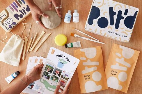 Pott'd Air Dry Clay for Adults. Beginners Home Pottery Kit for Adults. DIY Craft Kit for Adults. Kit Includes: Air-Dry Clay for Adults, Tools, Paints, Brushes, Sealant, How-to-Guides in Kuwait