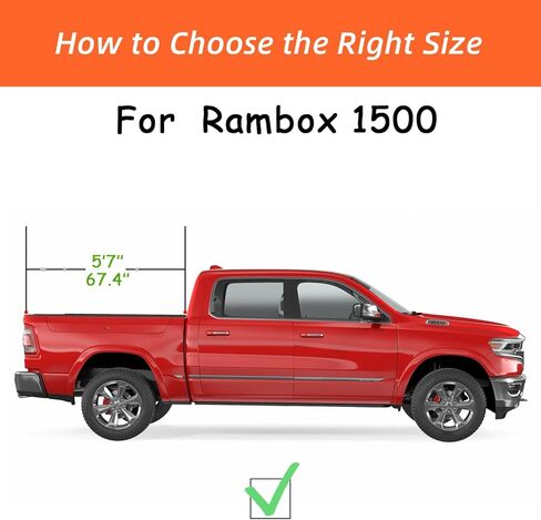 غطاء قابلة للسحب من سرير الشاحنة Tonneau للفترة 2009-2025 Rambox 1500 (5'7 "/68.4" سرير) قفل قفل سرير الشاحنة القابلة للسحب in Kuwait