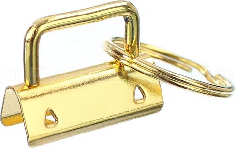CleverDelights 1.25" Key Fob Hardware Set with Key Rings - 25 Sets - Gold Color - 1 1/4 Inch Lanyards Key Chains in Saudi Arabia