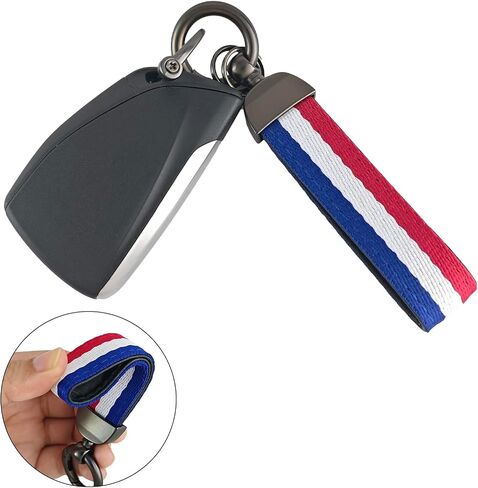 2 Layers Stripes Inner Leather Car Keychain Keys Organizer with Screwdriver & Keyrings,Anti-Lost D-Ring,Universal Key Fob Holder Multitool Key Chains for Men Women-Green Red+Gold in Saudi Arabia