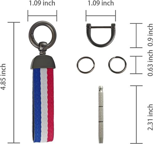 2 Layers Stripes Inner Leather Car Keychain Keys Organizer with Screwdriver & Keyrings,Anti-Lost D-Ring,Universal Key Fob Holder Multitool Key Chains for Men Women-Green Red+Gold in Saudi Arabia