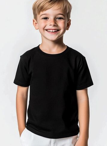 Kids T Shirts Youth Short Sleeve Solid Color T-Shirt Crew Neck Casual Cotton Tees for Boys Undershirt Top in Saudi Arabia