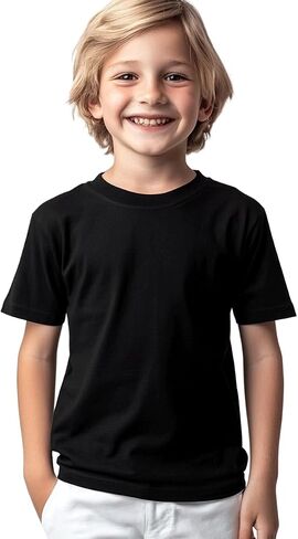 Kids T Shirts Youth Short Sleeve Solid Color T-Shirt Crew Neck Casual Cotton Tees for Boys Undershirt Top in Saudi Arabia