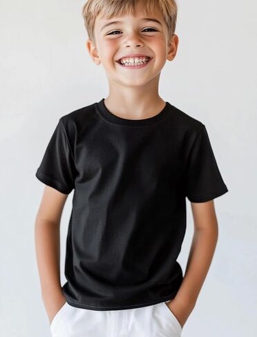 Kids T Shirts Youth Short Sleeve Solid Color T-Shirt Crew Neck Casual Cotton Tees for Boys Undershirt Top in Saudi Arabia