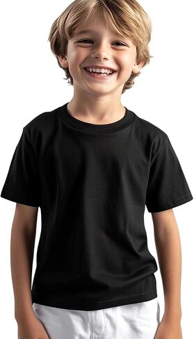 Kids T Shirts Youth Short Sleeve Solid Color T-Shirt Crew Neck Casual Cotton Tees for Boys Undershirt Top in Saudi Arabia