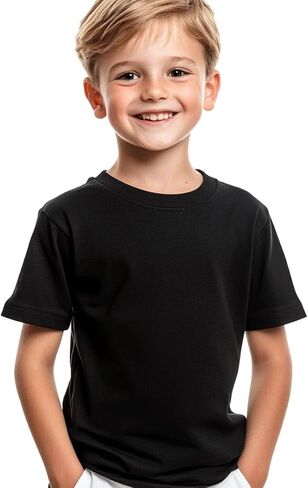 Kids T Shirts Youth Short Sleeve Solid Color T-Shirt Crew Neck Casual Cotton Tees for Boys Undershirt Top in Saudi Arabia