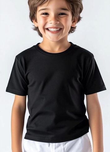 Kids T Shirts Youth Short Sleeve Solid Color T-Shirt Crew Neck Casual Cotton Tees for Boys Undershirt Top in Saudi Arabia