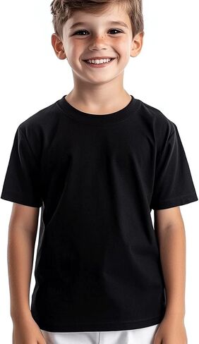 Kids T Shirts Youth Short Sleeve Solid Color T-Shirt Crew Neck Casual Cotton Tees for Boys Undershirt Top in Saudi Arabia