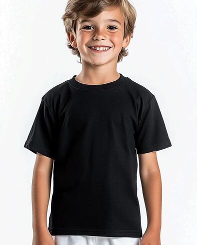 Kids T Shirts Youth Short Sleeve Solid Color T-Shirt Crew Neck Casual Cotton Tees for Boys Undershirt Top in Saudi Arabia