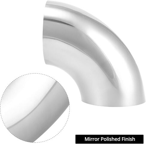 Qwork 4 Pack 2.5 بوصة 90 ° MAIDREL BEND ELBOW ، 16GA WALL 304 أنابيب العادم من الفولاذ المقاوم للصدأ للأنابيب العادم لأنظمة العادم والمدخول in Saudi Arabia