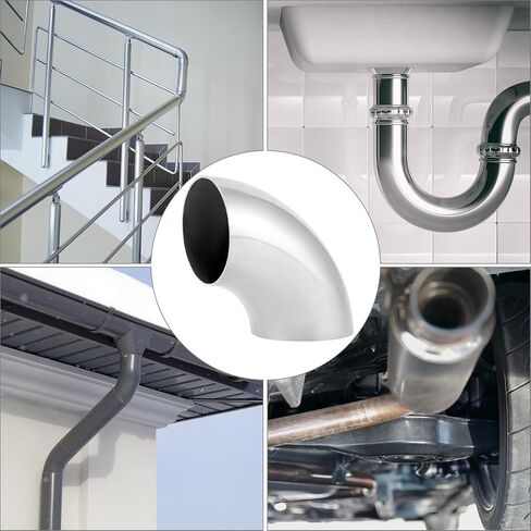 Qwork 4 Pack 2.5 بوصة 90 ° MAIDREL BEND ELBOW ، 16GA WALL 304 أنابيب العادم من الفولاذ المقاوم للصدأ للأنابيب العادم لأنظمة العادم والمدخول in Saudi Arabia