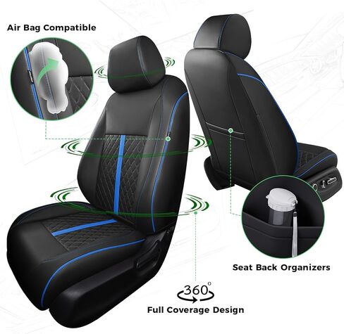 for Honda Civic Leather Seat Covers, Sedan LX 2022-2025, Sport 2022-2024, Custom Fit Car Seat Cover Full Set, Waterproof Accessories, Black Blue (Solid Bench Seats- W/O Rear Armrest) in Saudi Arabia