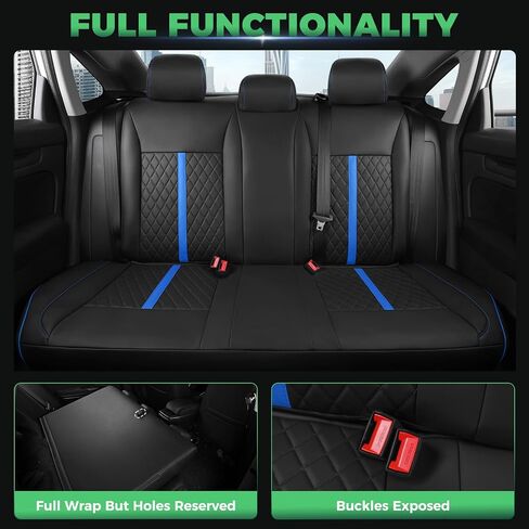for Honda Civic Leather Seat Covers, Sedan LX 2022-2025, Sport 2022-2024, Custom Fit Car Seat Cover Full Set, Waterproof Accessories, Black Blue (Solid Bench Seats- W/O Rear Armrest) in Saudi Arabia