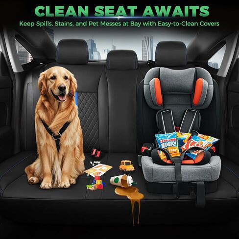 for Honda Civic Leather Seat Covers, Sedan LX 2022-2025, Sport 2022-2024, Custom Fit Car Seat Cover Full Set, Waterproof Accessories, Black Blue (Solid Bench Seats- W/O Rear Armrest) in Saudi Arabia