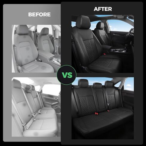 for Honda Civic Leather Seat Covers, Sedan LX 2022-2025, Sport 2022-2024, Custom Fit Car Seat Cover Full Set, Waterproof Accessories, Black Blue (Solid Bench Seats- W/O Rear Armrest) in Saudi Arabia