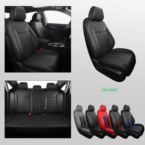 for Honda Civic Leather Seat Covers, Sedan LX 2022-2025, Sport 2022-2024, Custom Fit Car Seat Cover Full Set, Waterproof Accessories, Black Blue (Solid Bench Seats- W/O Rear Armrest) in Saudi Arabia