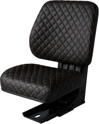 Heavy Duty Tractor Seat Cover Durable Impertex Quilting for Tractors & Forklifts, Lawn Mower (Black Leather-Red Stitched) in Saudi Arabia