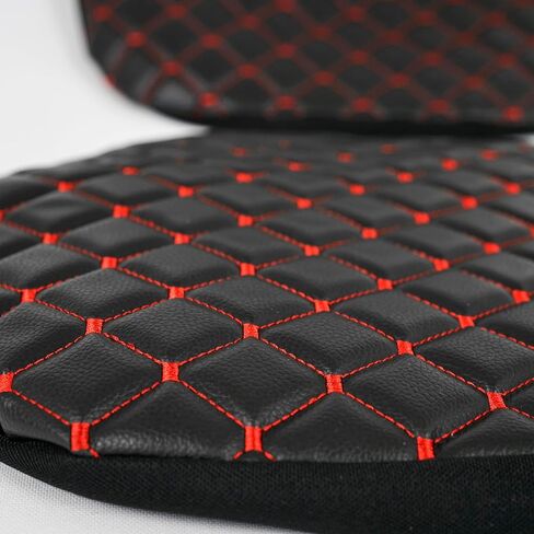 Heavy Duty Tractor Seat Cover Durable Impertex Quilting for Tractors & Forklifts, Lawn Mower (Black Leather-Red Stitched) in Saudi Arabia