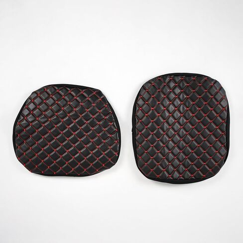 Heavy Duty Tractor Seat Cover Durable Impertex Quilting for Tractors & Forklifts, Lawn Mower (Black Leather-Red Stitched) in Saudi Arabia