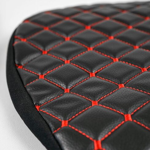 Heavy Duty Tractor Seat Cover Durable Impertex Quilting for Tractors & Forklifts, Lawn Mower (Black Leather-Red Stitched) in Saudi Arabia