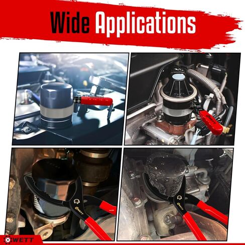WETT Swivel Oil Filter Wrench Set, 9-Piece Standard Oil Filter Removal Tool, with Adjustable Oil Filter Plier and Valve Lapper, Stainless Steel Remover Pliers (2-3/4" to 5-1/4") in Kuwait