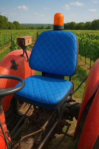 Heavy Duty Tractor Seat Cover Durable Impertex Quilting for Tractors & Forklifts, Lawn Mower (Black Leather-Red Stitched) in Saudi Arabia