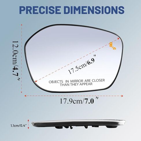 Passenger Right Side Mirror Glass - Compatible with Honda & Acura Vehicles - Civic 2022-2025, Integra 2022-2025, with Heated/Blind Spot Detection, without Auto Dimmig, Replace# 76203T20A21 in Kuwait