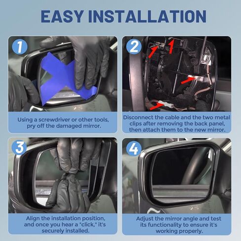 Passenger Right Side Mirror Glass - Compatible with Honda & Acura Vehicles - Civic 2022-2025, Integra 2022-2025, with Heated/Blind Spot Detection, without Auto Dimmig, Replace# 76203T20A21 in Kuwait