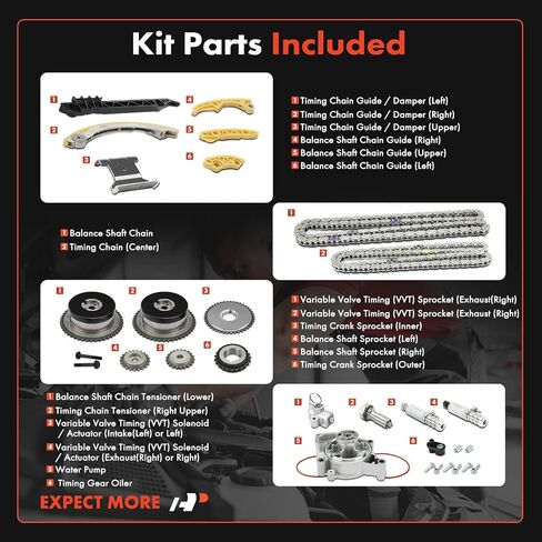 A-Premium Engine Timing Chain Kit with Water Pump Compatible with Chevrolet, GMC & Buick Cars - Equinox 2011-2017, Malibu, Impala, Captiva Sport, Orlando, Terrain, LaCrosse, Verano, Regal - 2.4L in Saudi Arabia
