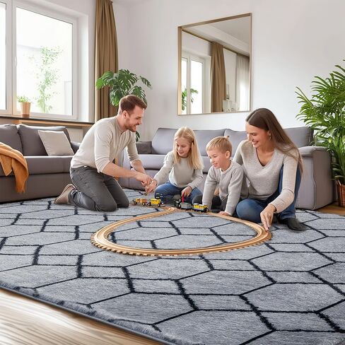 منطقة سجادة لغرفة المعيشة غرفة نوم ، وسجاد أشعث ناعم 5 × 7 أقدام ، وسجاد رقيق ، وسجاد هندسي مغربي حديثة ، وسجاد متين مضاد للانزلاق للأطفال في مسكن الأطفال ، وديكور المنزل الجمالي ، والأبيض والبيج. in Kuwait