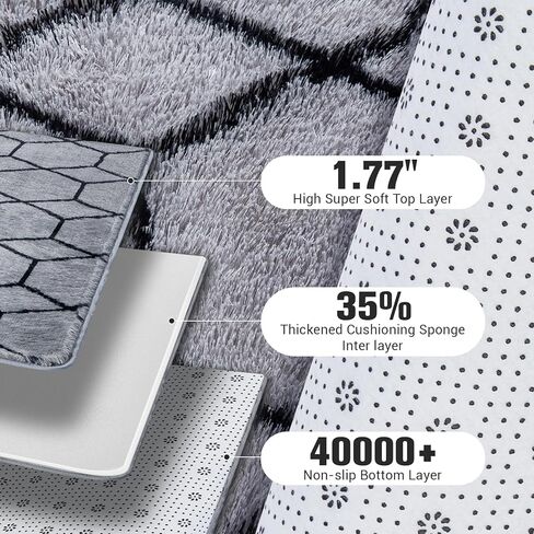 منطقة سجادة لغرفة المعيشة غرفة نوم ، وسجاد أشعث ناعم 5 × 7 أقدام ، وسجاد رقيق ، وسجاد هندسي مغربي حديثة ، وسجاد متين مضاد للانزلاق للأطفال في مسكن الأطفال ، وديكور المنزل الجمالي ، والأبيض والبيج. in Kuwait