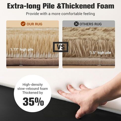 Area Rug for Living Room Bedroom, 5X7 Feet Soft Shaggy Rug, Plush Fluffy Rugs, Modern Moroccan Geometric Carpets, Anti-Skid Durable Carpet for Kids Dorm Nursery, Home Decor Aesthetic, White and Beige in Saudi Arabia